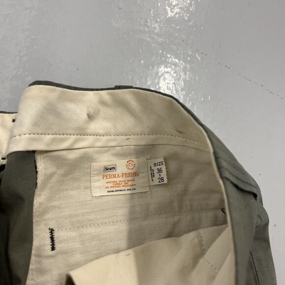 Vintage 60s Sears Green Sanforized Workwear Chinos 34x27 - Picture 4 of 4